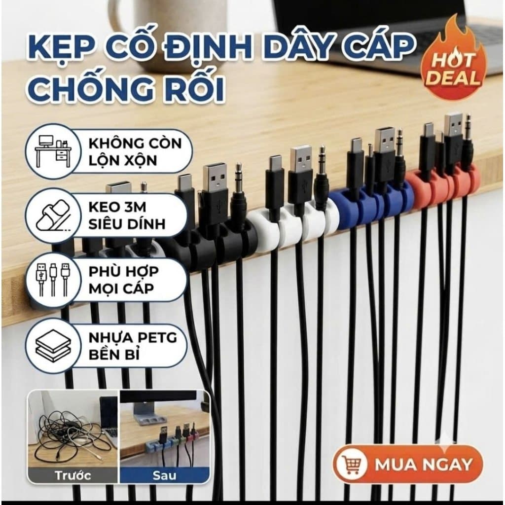 COMBO Đế Dán Kẹp Chống Rối